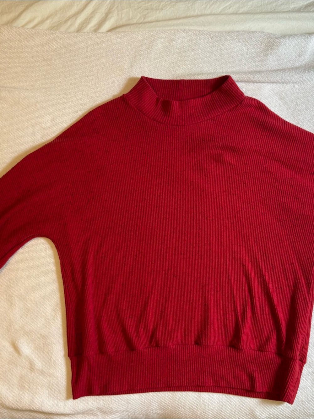 Michael Stars Red Mock Neck Ribbed Women's Sweater